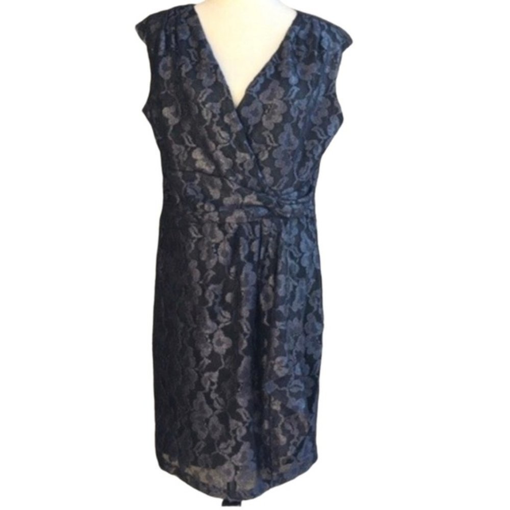 Coldwater Creek Lace Slip On Gray Lace Dress Sz 14